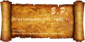 Breitenbach Pázmán névjegykártya